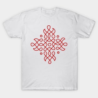 Dot Kolam, Red transparent Kolam, Muggu, rangoli T-Shirt